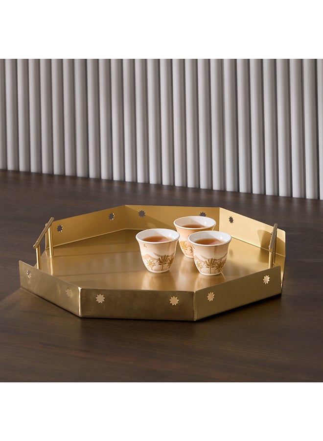 Home Box Gold Serving Tray with Cups for Entertaining - Image 1
